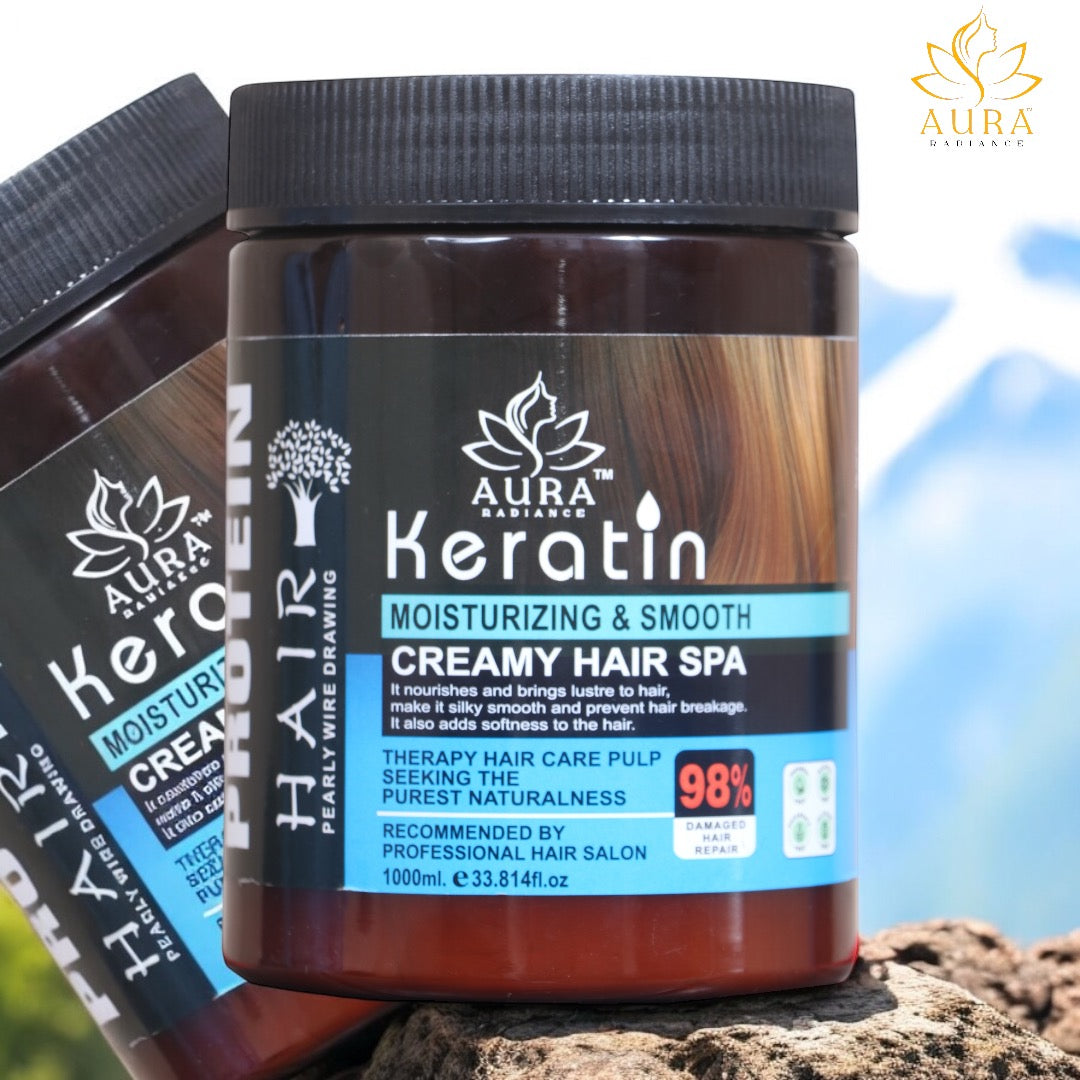Aura Radiance protein Keratin Treatment Fresh Hair Spa Mask | Deep Nourish, Dry And Frizzy Hair 1000ml All types of hair