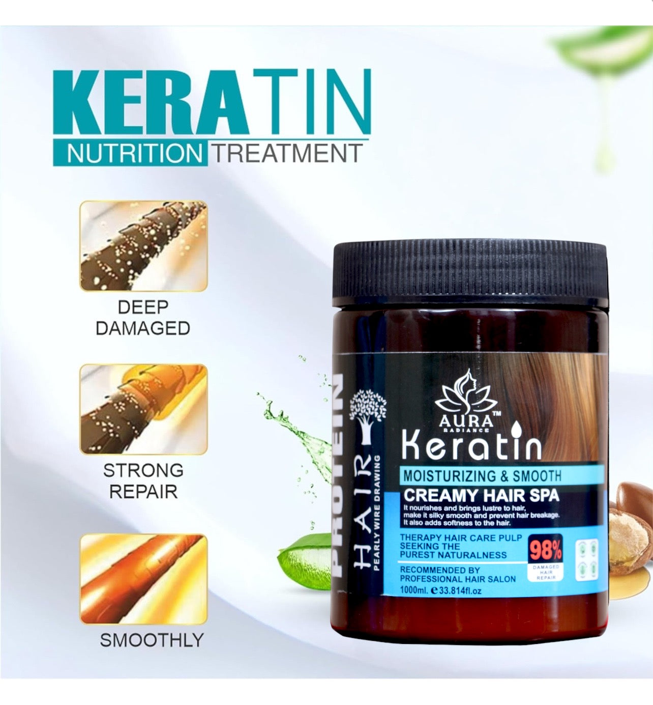 Aura Radiance protein Keratin Treatment Fresh Hair Spa Mask | Deep Nourish, Dry And Frizzy Hair 1000ml All types of hair