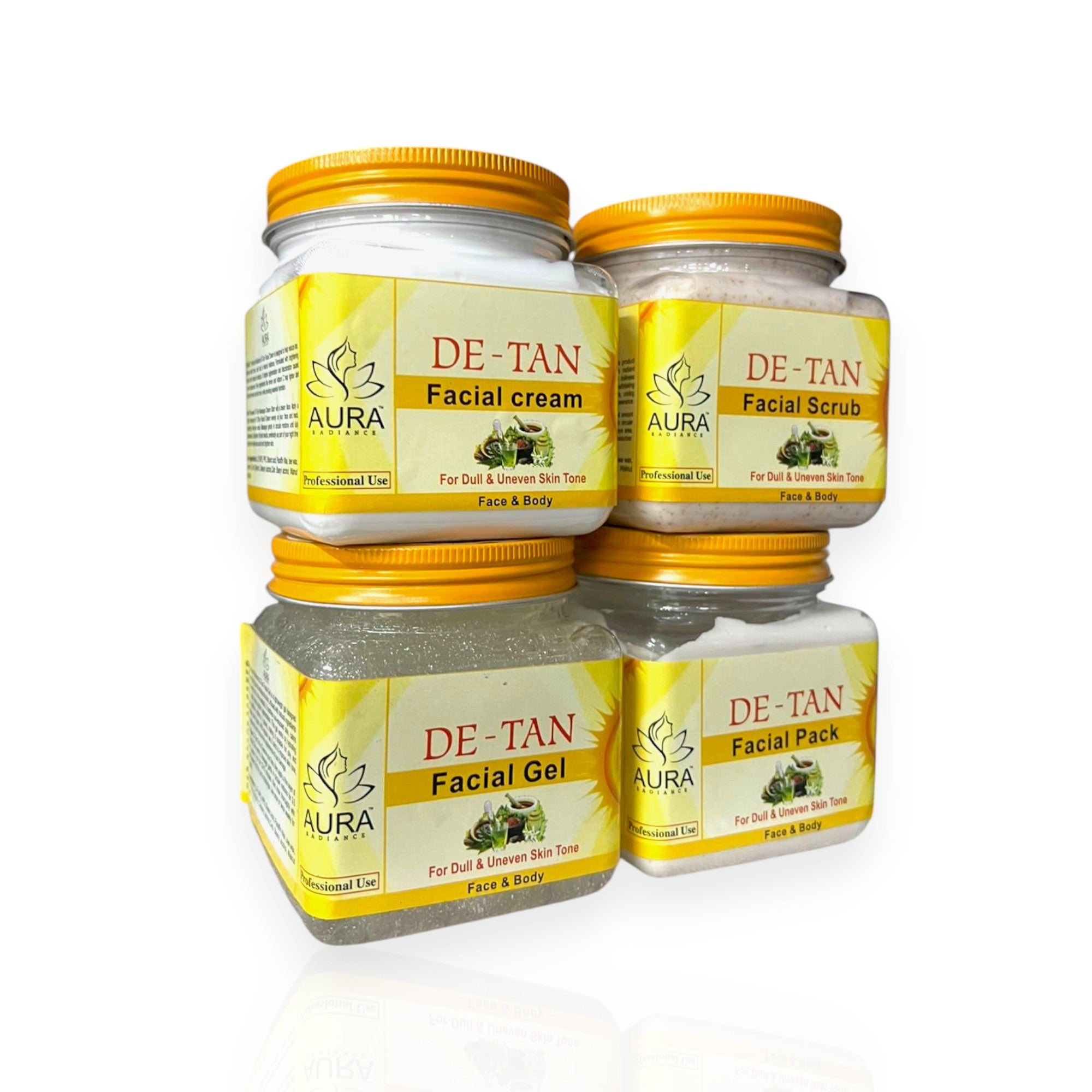 Aura radiance Professional Dtan Jumbo Facial Set Pack Of 4 Scrub/Gel /Cream/pack  (4 x 380 g)