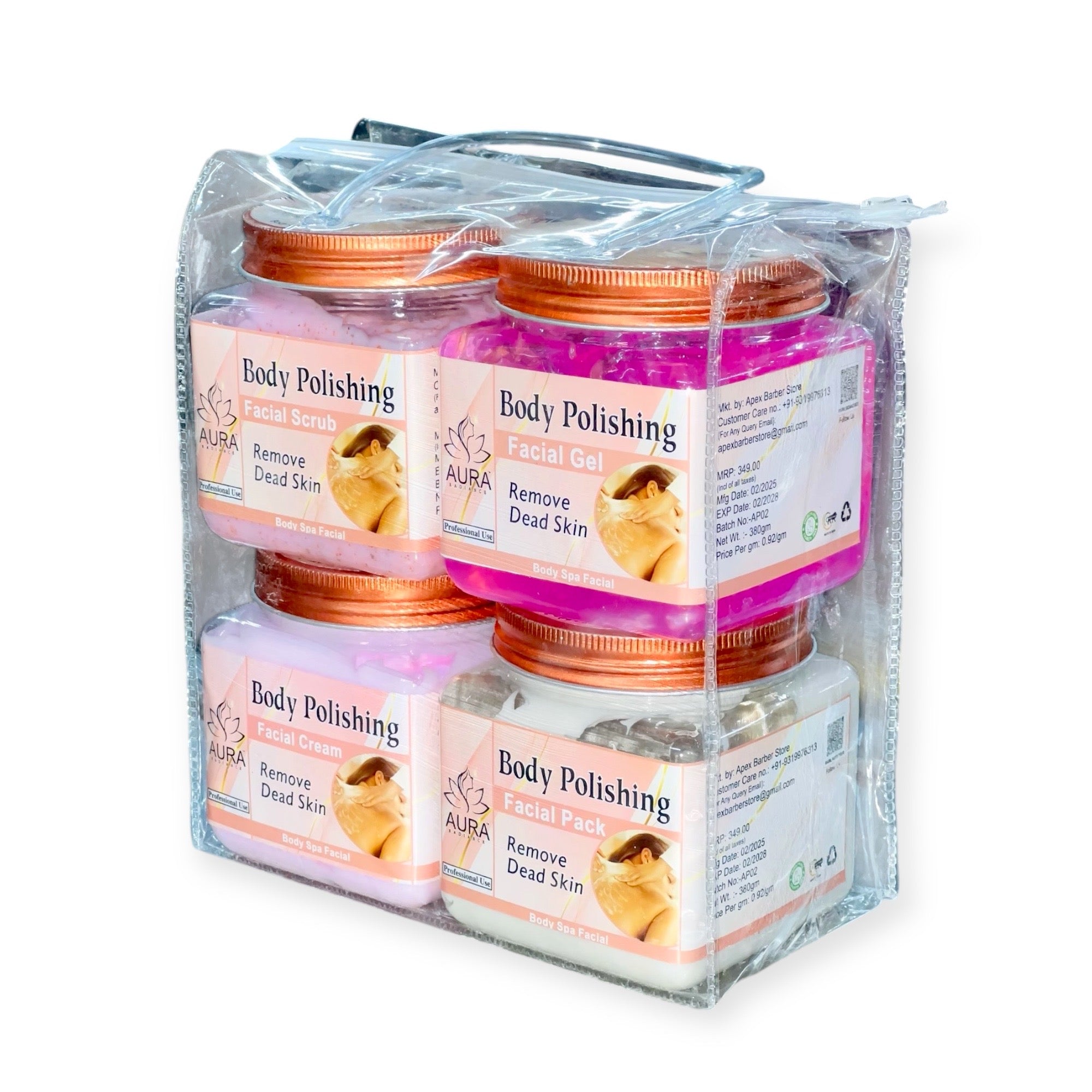 Aura Radiance Professional Body polishing  Body Spa Facial For All Types of skin 380x4=1520gm