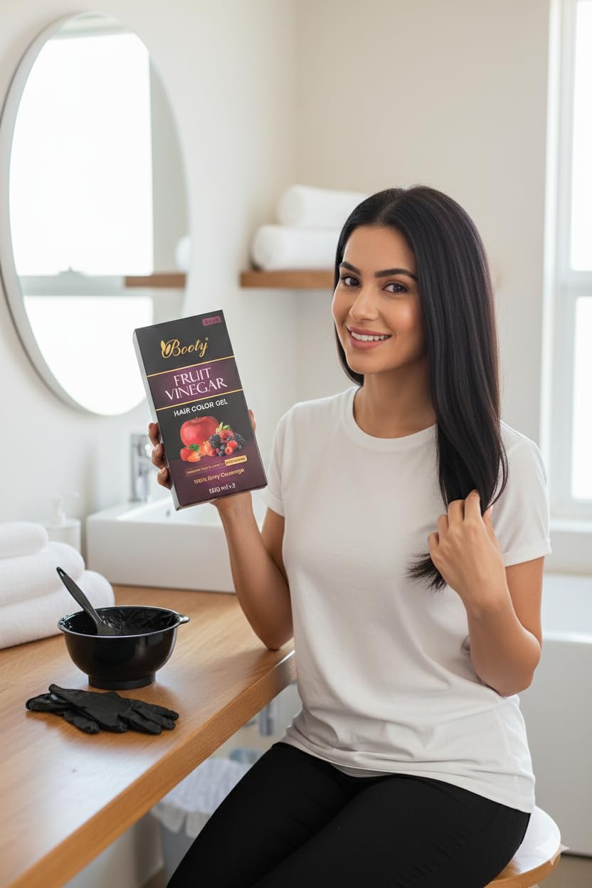 Booty Fruit Vinegar Hair Color Gel, Black  500ml x 2