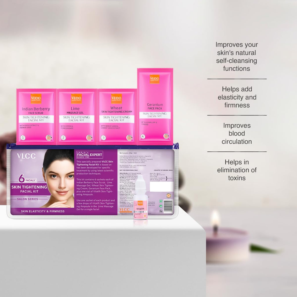 VLCC Skin Tightening Facial Kit (6 Facials) - 240g + 12ml