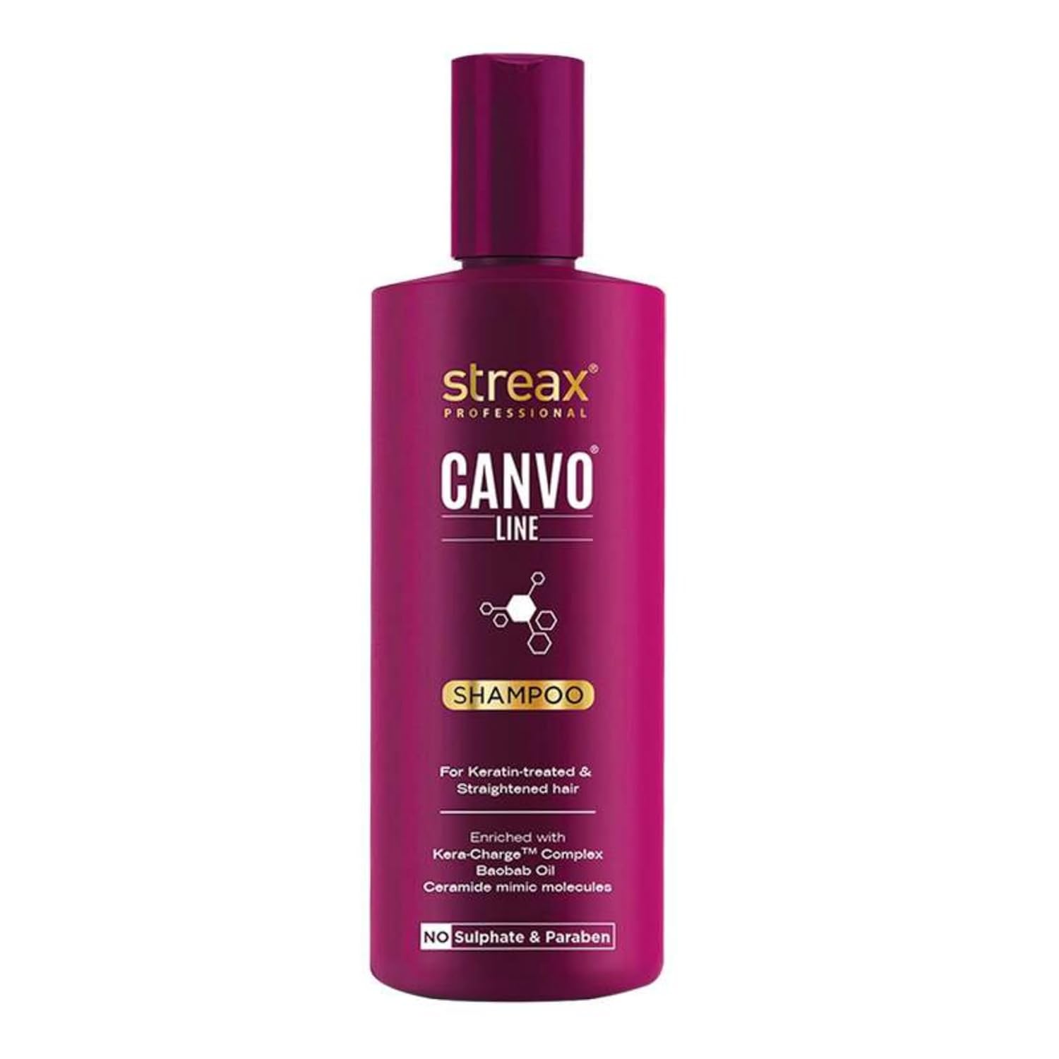 Streax Professional Canvoline Shampoo, Sulphate Free Shampoo for Women, Keratin Shampoo, For Straightened hair Post care, With Kera-Change Complex, Sulphate & Paraben Free Shampoo, 300 ml