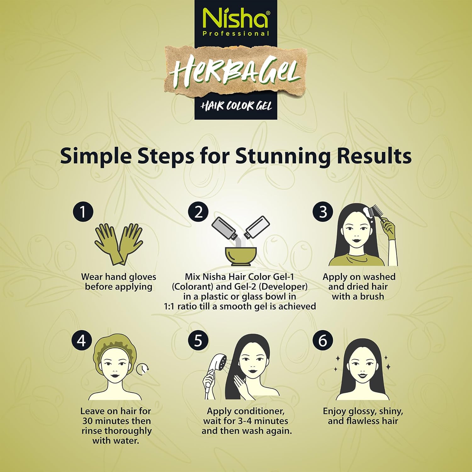 Nisha Herba Gel Hair Colour Gel, 1 Litre | No Ammonia, No Stain
