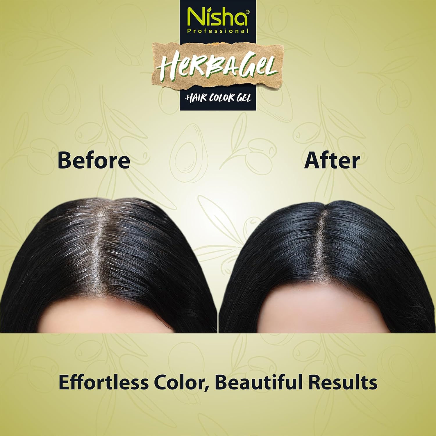 Nisha Herba Gel Hair Colour Gel, 1 Litre | No Ammonia, No Stain