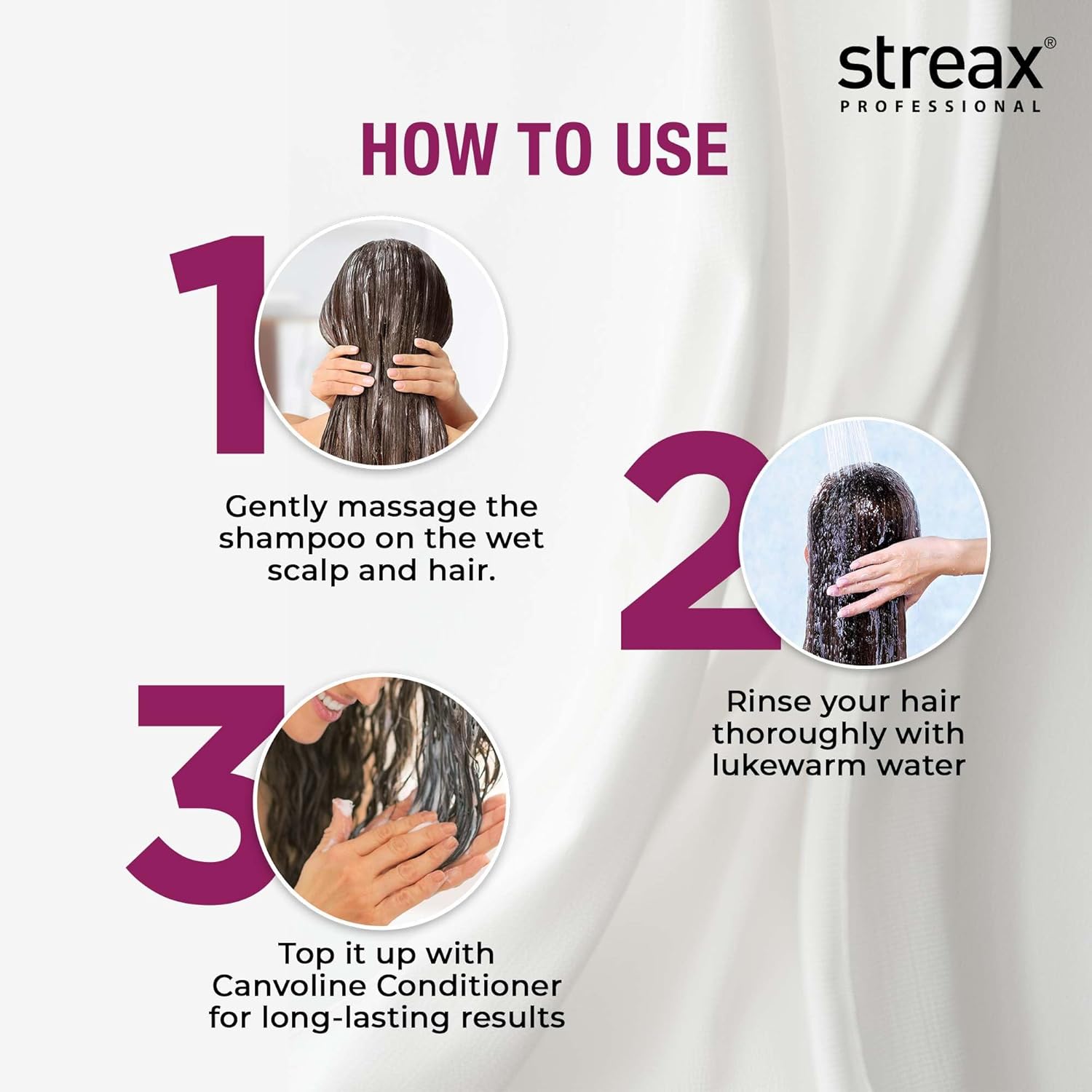 Streax Professional Canvoline Shampoo, Sulphate Free Shampoo for Women, Keratin Shampoo, For Straightened hair Post care, With Kera-Change Complex, Sulphate & Paraben Free Shampoo, 300 ml