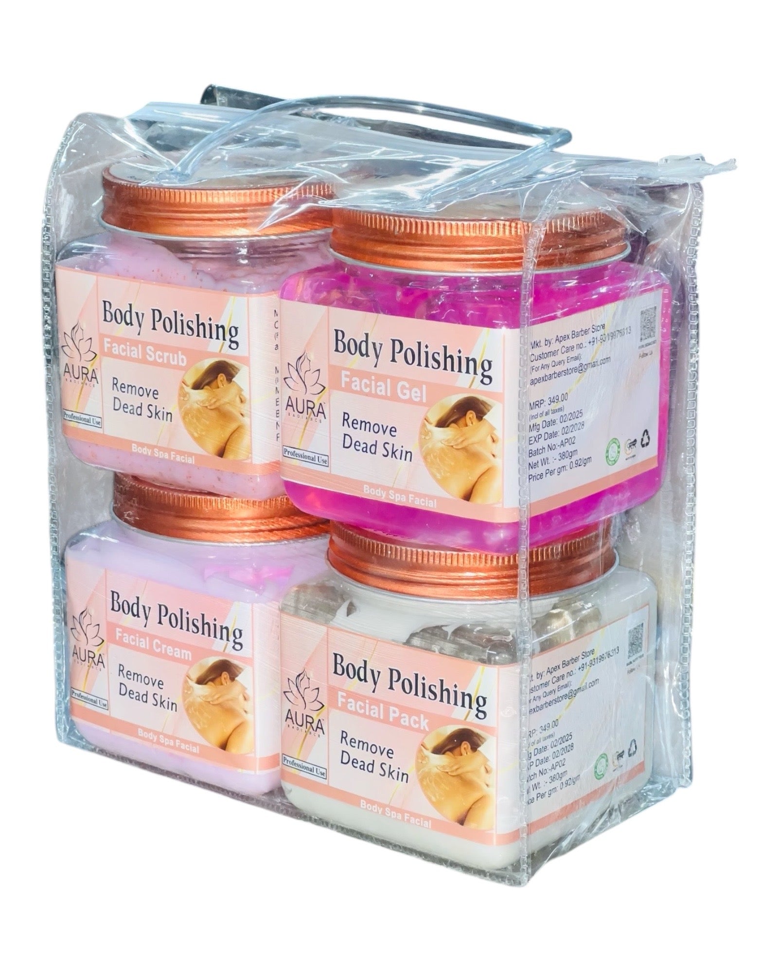 Aura Radiance Professional Body polishing  Body Spa Facial For All Types of skin 380x4=1520gm