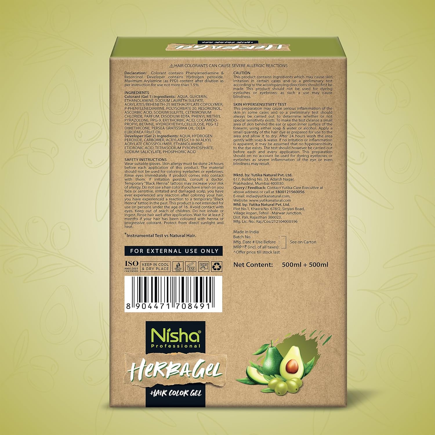 Nisha Herba Gel Hair Colour Gel, 1 Litre | No Ammonia, No Stain