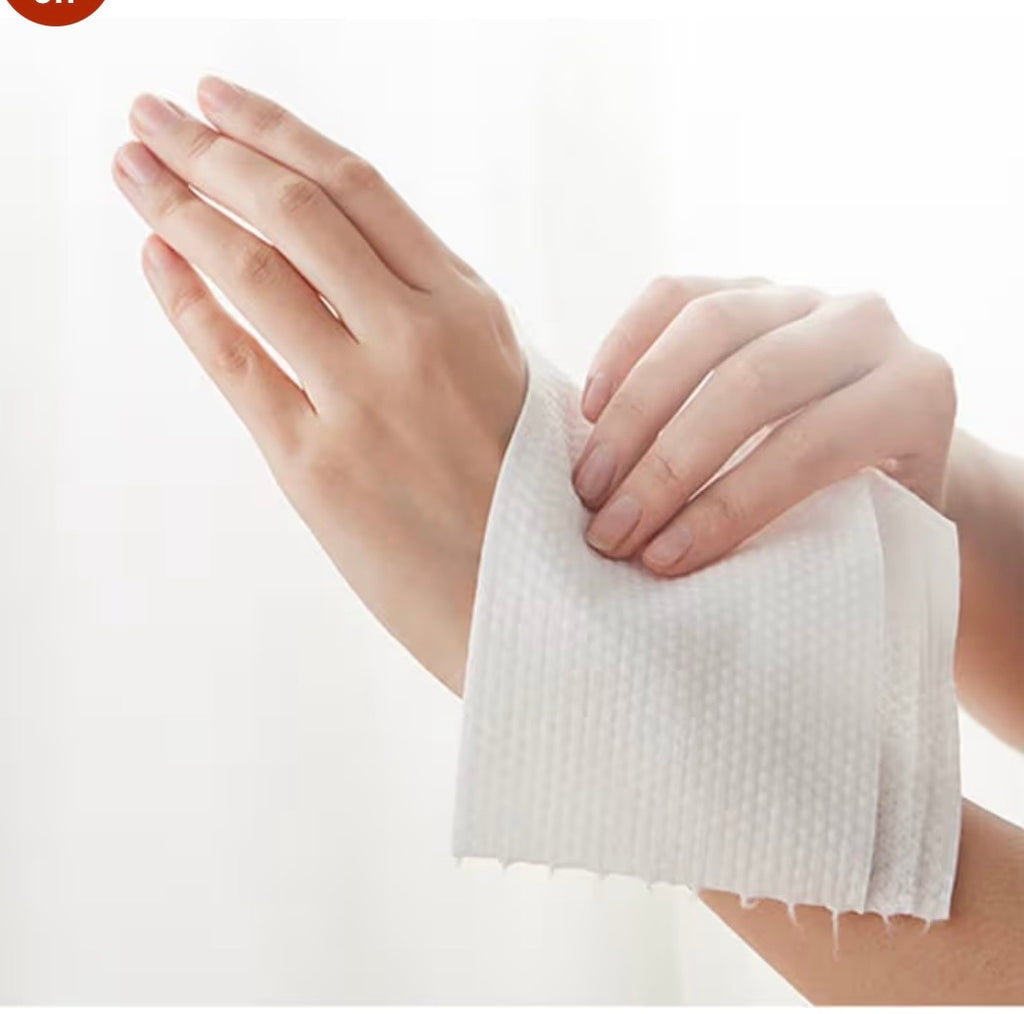 Cotton Disposbale Facial Dry Tissue Pack of 2 total 200pc - 100pc each 8x8inch