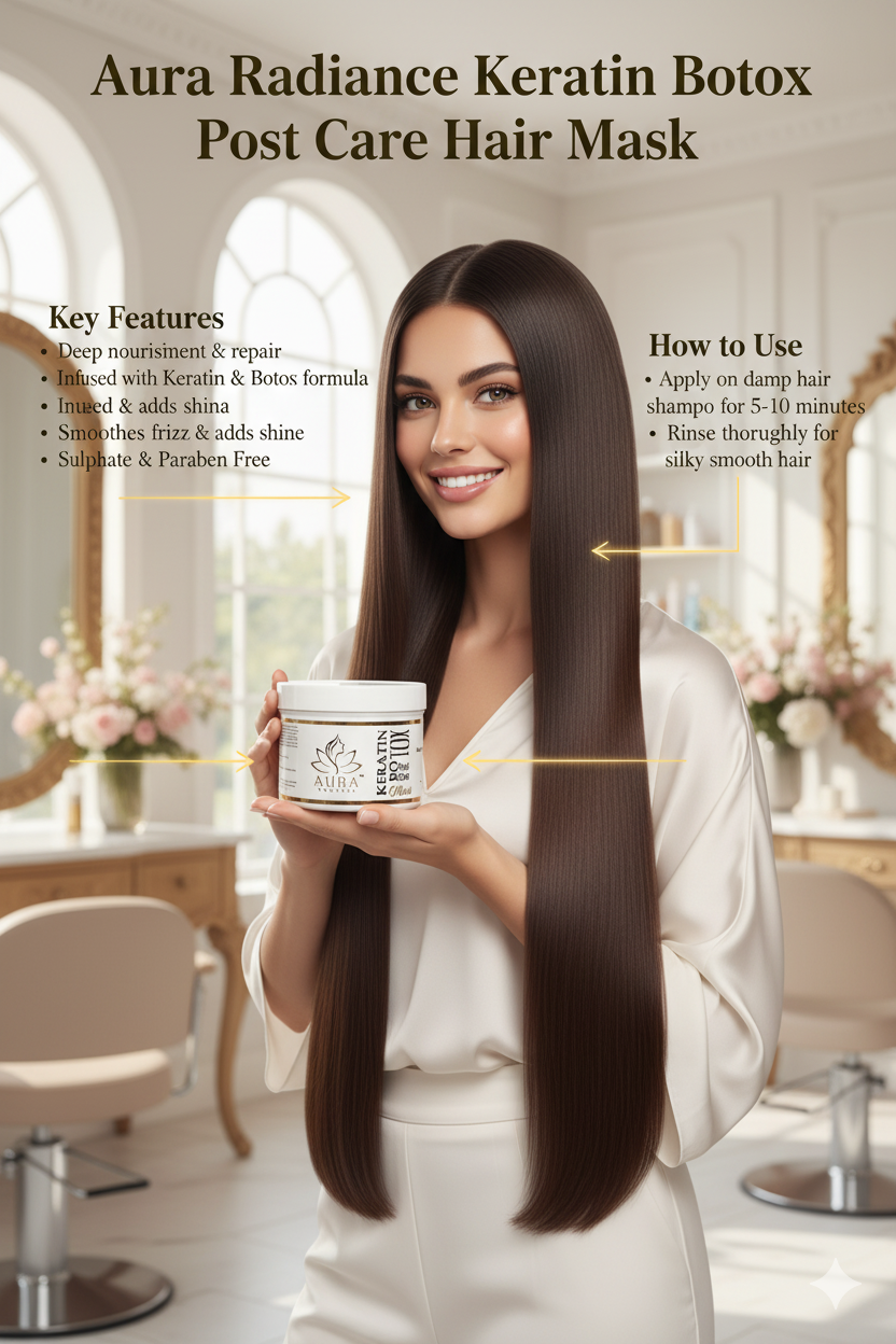 Aura radiance Professional keratin botox post care hair Mask sulphate or paraben free (500 ml)