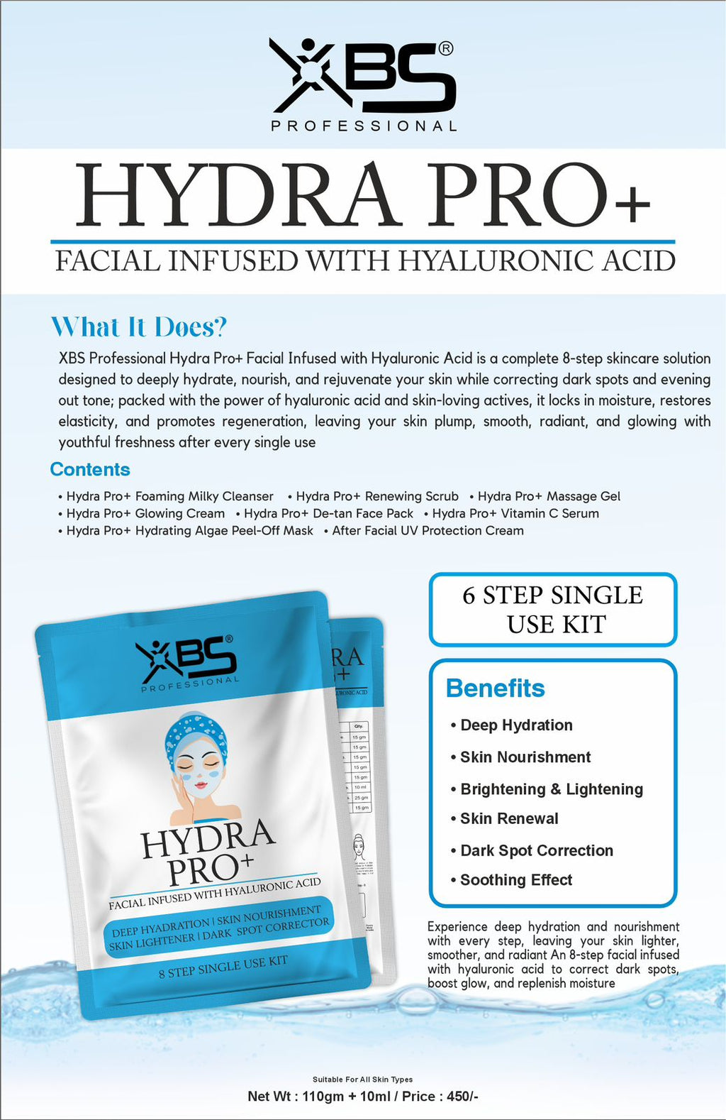 xbs professional hydra pro facial pouch kit 8 steps