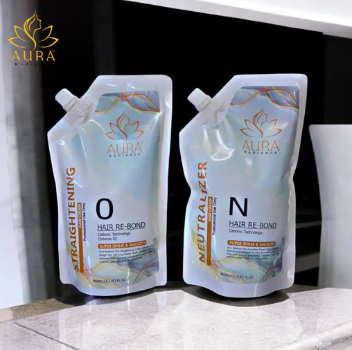 Aura radiance Professional Hair Straightening Cream & Neutralizer with Cationic Technology (900 ml)