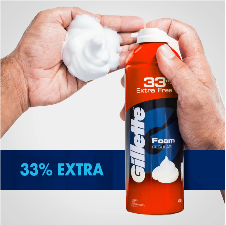 Gillette regular shaving foam 418g 33% extra