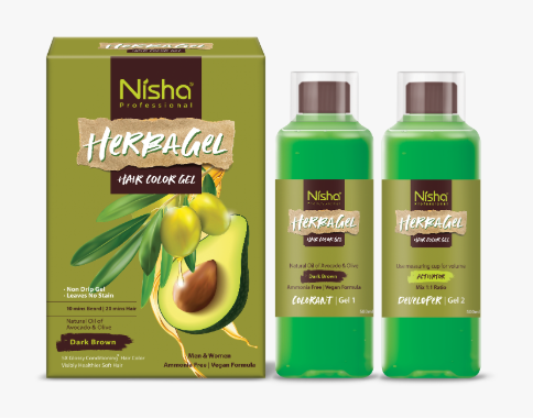 Nisha Herba Gel Hair Colour Gel, 1 Litre | No Ammonia, No Stain