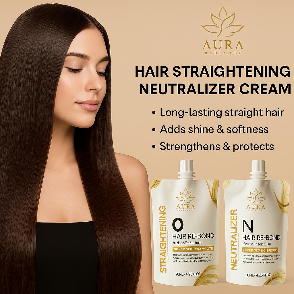 Aura radiance Professional Hair Straightening Cream & Neutralizer with Cationic Technology  (250 ml)