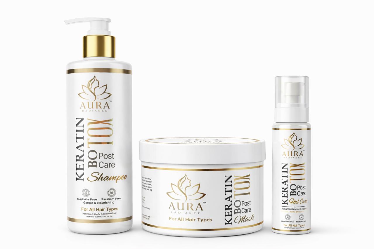 Aura Radiance Keratin Botox Post Care Hair Shampoo , Mask And Serum Combo