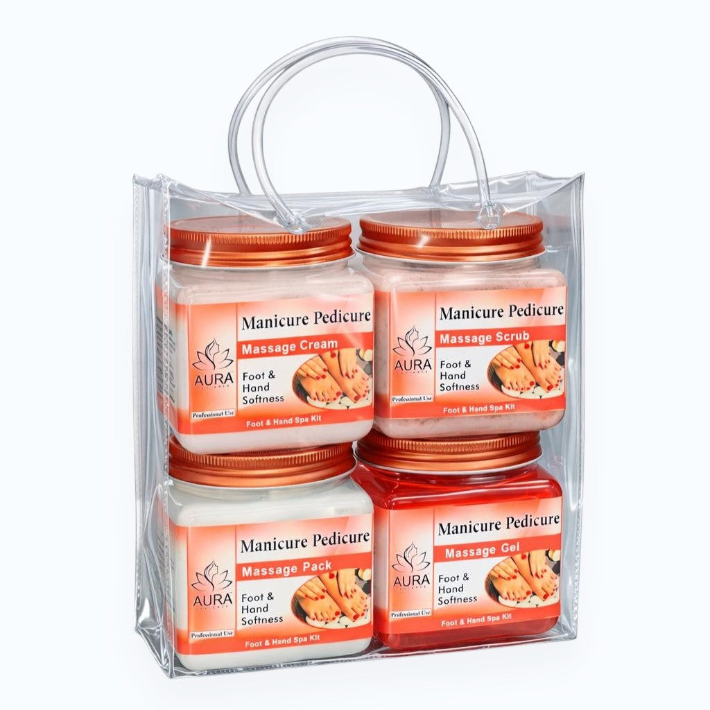 aura radiance manicure pedicure foot and hand spa kit pack of 4 1520gm