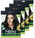 Nisha Creme Hair Color Pouch 40 gm ,Natural Black (Pack OF 10 ) , Natural Black