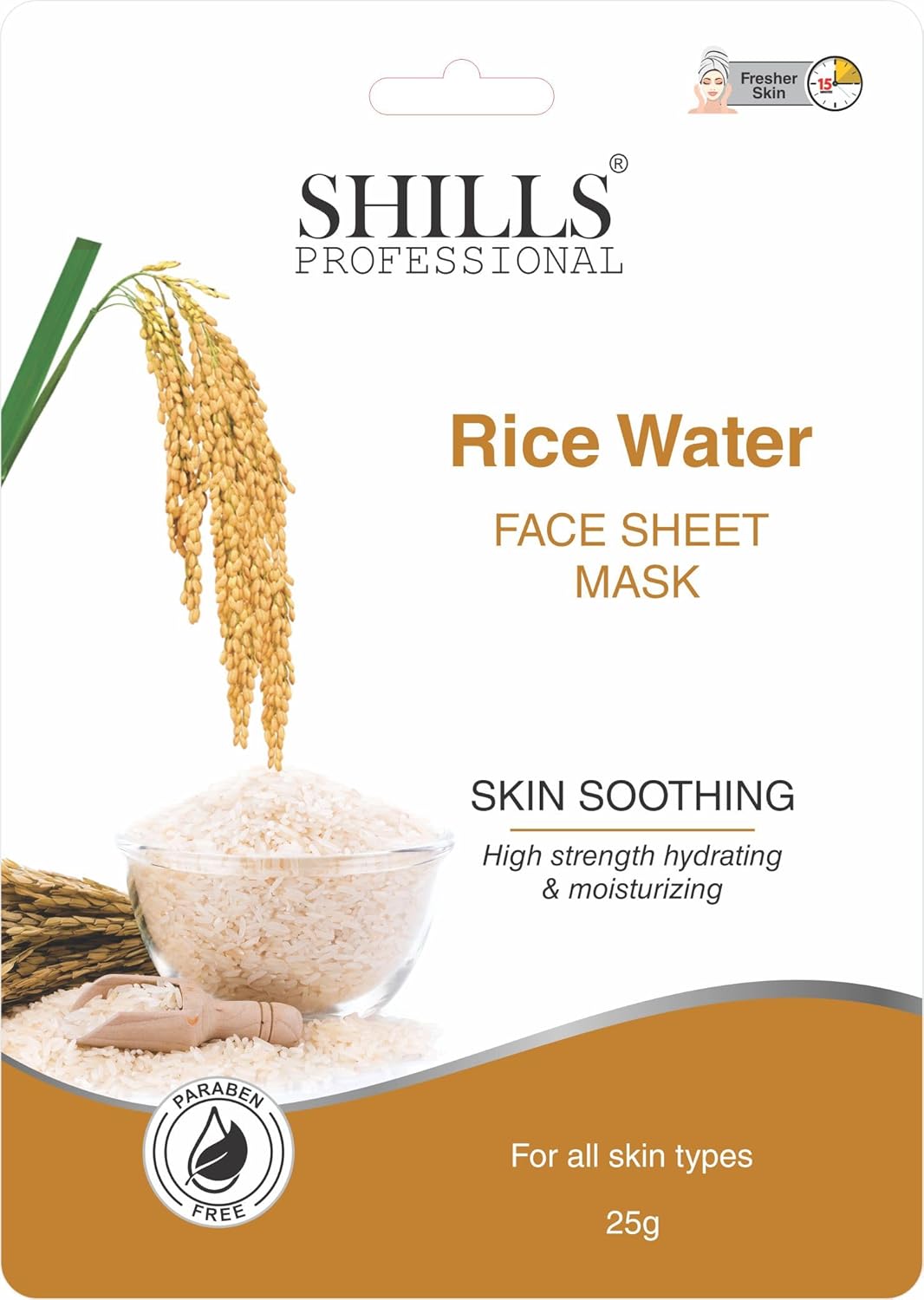 shills professional rice water face sheet mask for glowing skin 25gm each pack of 2