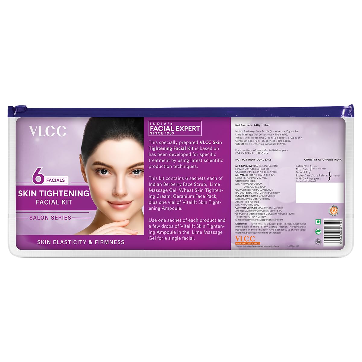 VLCC Skin Tightening Facial Kit (6 Facials) - 240g + 12ml
