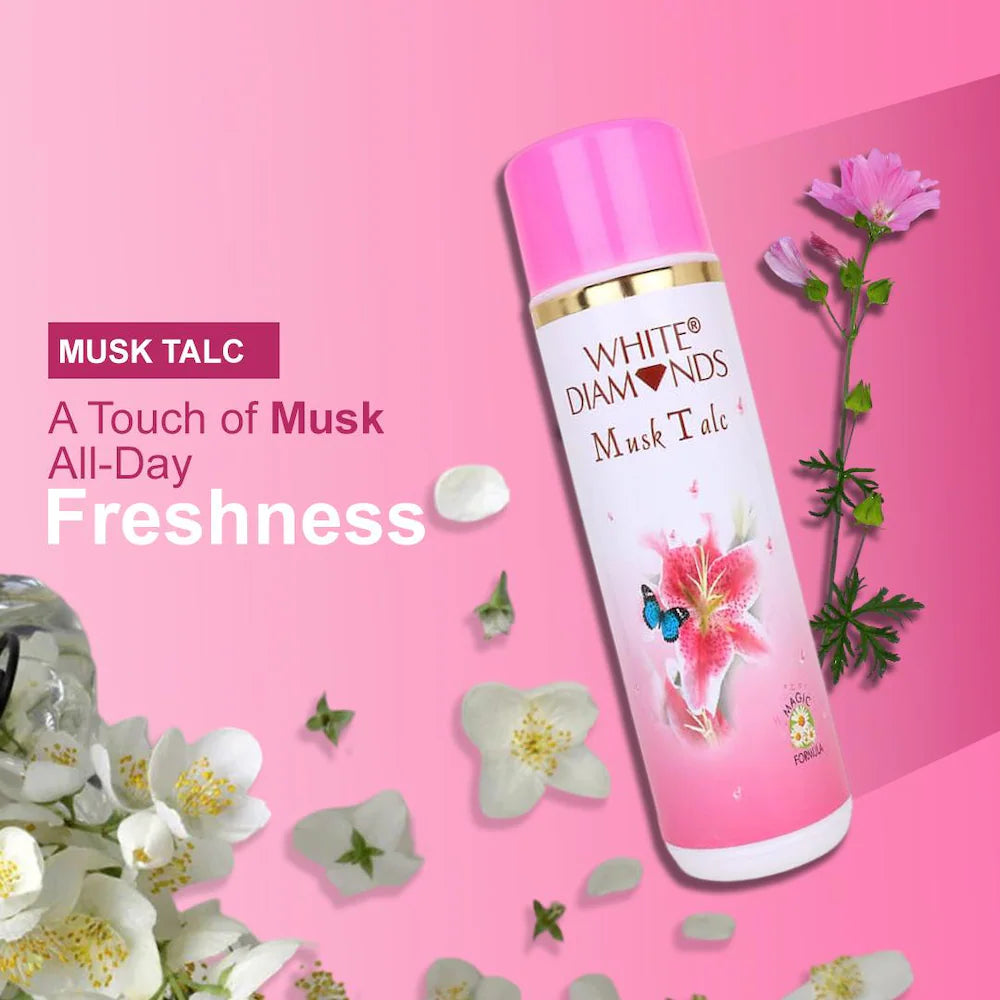 White Diamonds Musk Round Talc 300g ( Pack of 2 )