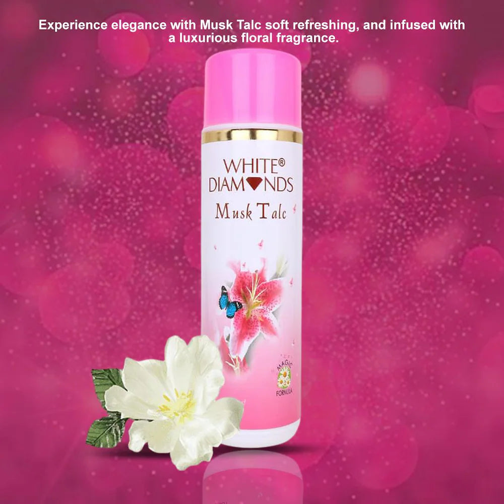 White Diamonds Musk Round Talc 300g ( Pack of 2 )